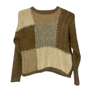Extra Energy Vintage By De Rotchild Silk Angora block square print sweater M